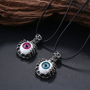 Cord Item Skull Pendant With Eye Charm Mens Leather Necklace