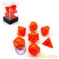 Bescon Intensive Glitter DND Dice 7pcs Set ROYAL RED, juego de dados de rollo de novedad Glitter d4 d6 d8 d10 d12 d20 d%, caja de embalaje Brick