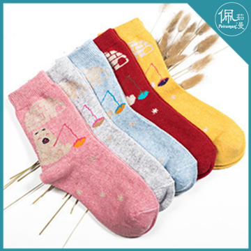 fishing bear cute winter socks in bulk wholesale