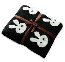 Baby Cotton Blanket black with Rabbit