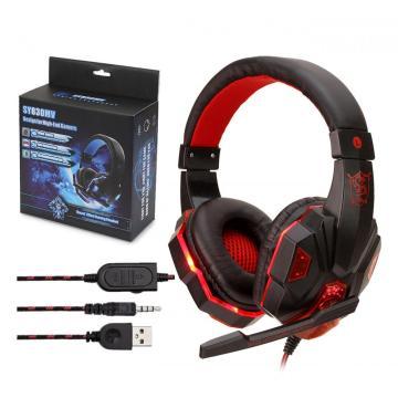 Glowing Stereo Computer Wired Gaming Headset Headphone With Microphone Mic LED light for PC