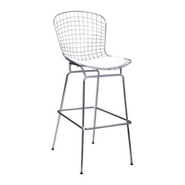 Chromed Steel and PVC Cushion Bar Chair