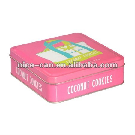 High Quality Green Christmas Square Cookie Tin Box