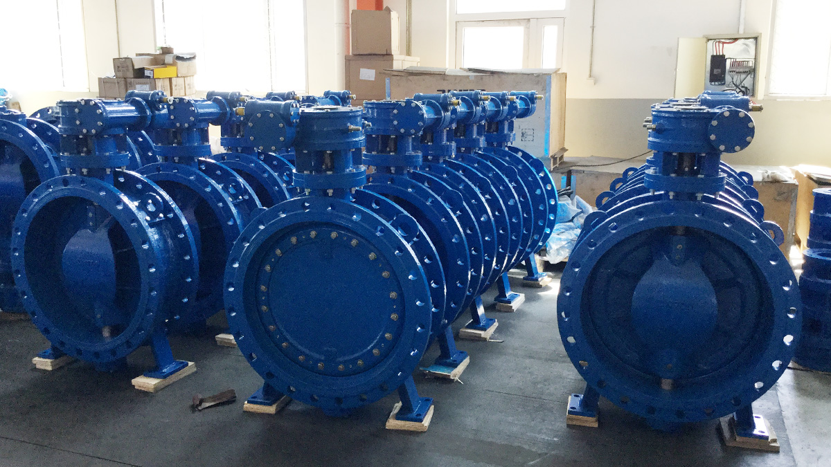 DN1600 China factory high performance  electric actuator WCB double eccentric butterfly valve
