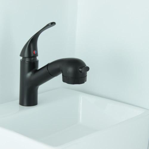 Grifo monomando para lavabo de agua fría con mango negro