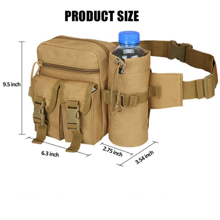 Tactical Military Travel Bag Hiking Water Bottle Fanny Pack Waist Belt Bag,Outdoor Sport Gym Waist Pack Pouch