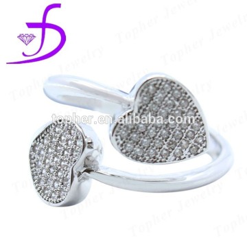 Hot sale 925 sterling silver heart design open ring for girl