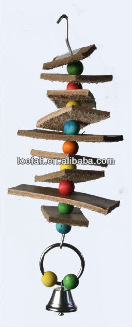 Hot Sale hanging wooden bird toys with bells