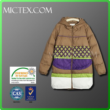 100% polyester long ladies down jacket OEM (OEKO-TEX,ISO9001,SGS Cer