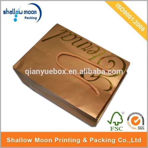 Wholesale customize brown paper bag with gold hot stamping