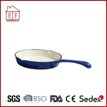 Blue Round Enamel Cast Iron Skillet