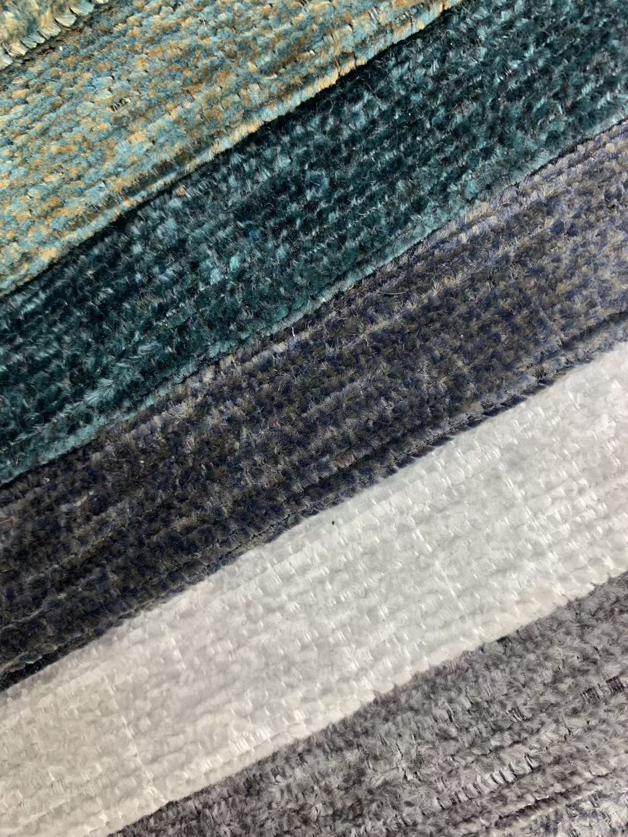 Tecido de estofamento de chenille com listras clássicas com bloqueio de cores Classic Color blocking Stripe Chenille Upholstery Fabric