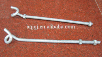 Hot Dip Galvanized Pigtail bolt/Pigtail Eye Bolts