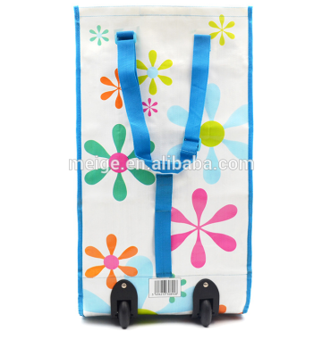 PP Woven Foldable Trolley Bags On Wheels Shopping Bag