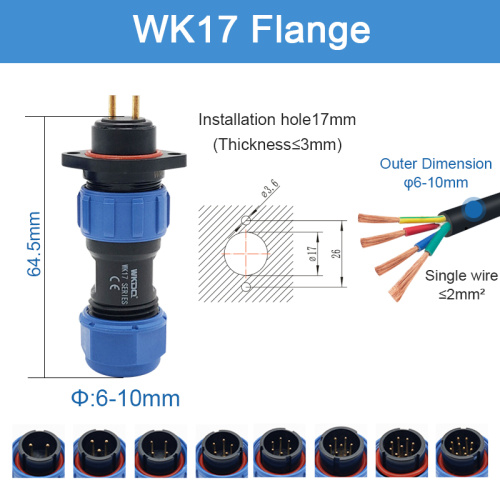 Connettore flangia impermeabile in linea WK17