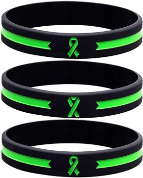 Custom Green Awareness Ribbon Silicone Bracelets