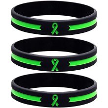 Custom Green Awareness Ribbon Silicone Bracelets