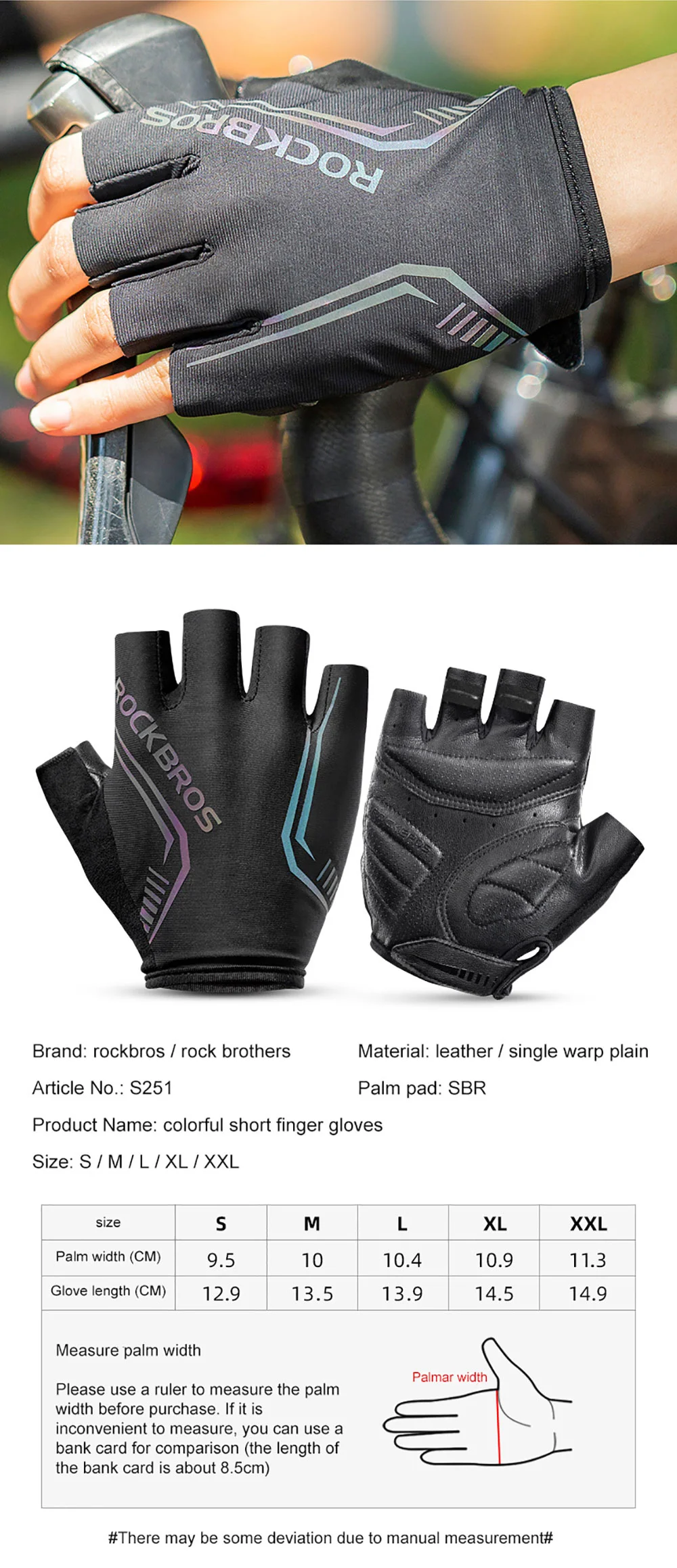 Rockbros Summer Breathable Mountain Bike Mountain Bike Riding Gloves Half Finger Gloves