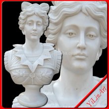 Elegant White Marble Bust Statue With A Beautiful Lady