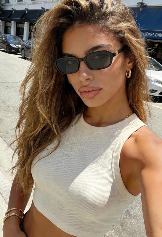 Vintage Rectangular Sunglasses Women Men