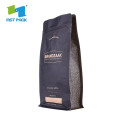 Caja de fondo plano de papel Kraft Bolsa bolsa 1 kg negro con válvula para café