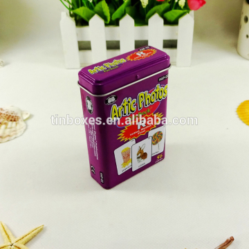 Rectangular tall gift card metal box poker tin container