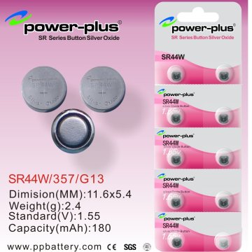 180mah Silver Oxide Button Cells Batteries For Clock Watch Sr44w / 357 / G13 / Sr621 / Sg1