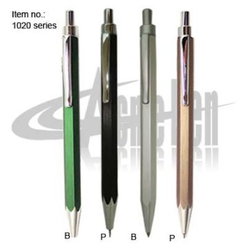 Metal hexangular ball pen and pencil set