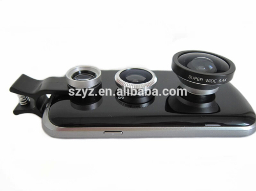 Made in china mobile phone3 in 1 lens(Fishi eye lens+wide+macro lens) cheap price for christmas gift