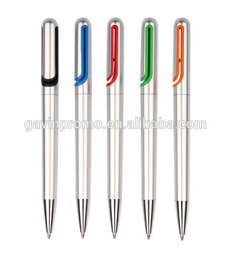 Silver painted twist pen with insert clip