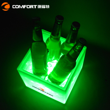 Plastic double layer green led ice bucket