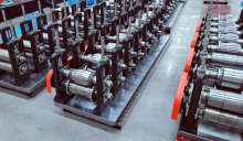 Roll forming machine through shaft