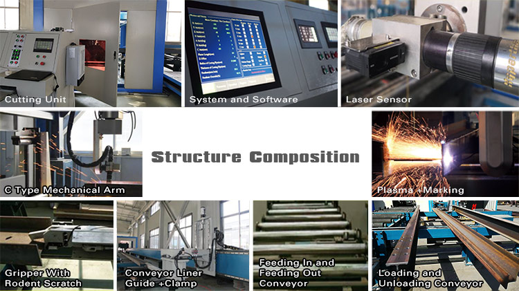 H Beam Plasma Cutting Machine  Beam Coping Machine with Marking and Beveling Function