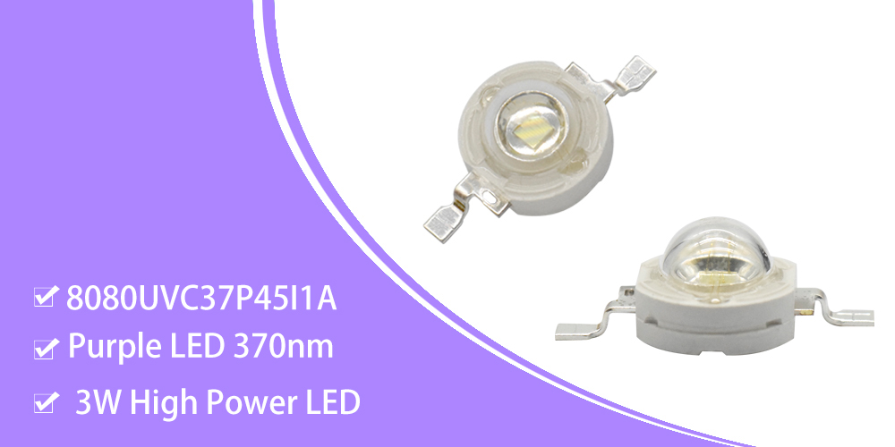 8080UVC37P45I1A High Power LEDs 3W UV Ultraviolet 370nm Emitter LED SMD