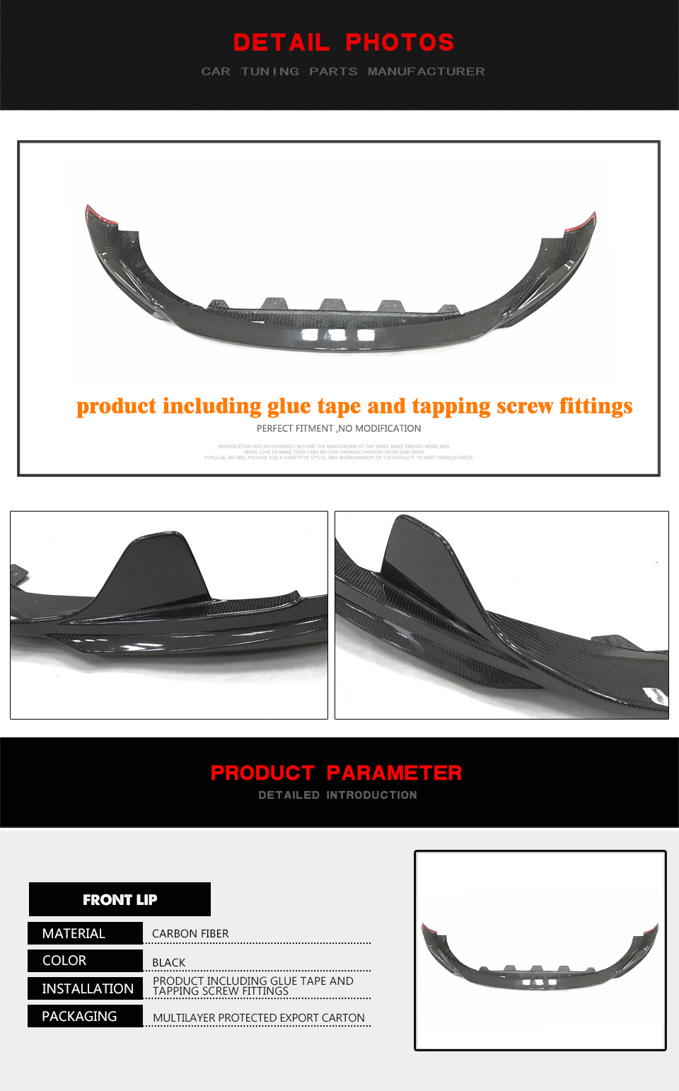 Auto Carbon Fiber Front Lip Spoiler for Maserati Ghibli S Q4 Sedan 4-Door 2014-2016