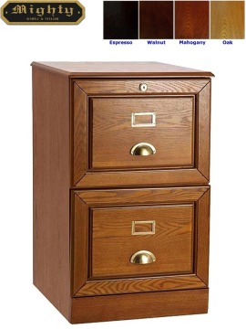 Wooden Oak Locking 2 Drawer File Cabinet