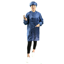 Navy 5mm Stripe Zipper Workwear Gown - Antistatic ESD Safety Smock