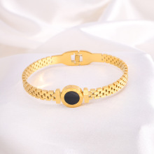 Luxurious titanium steel hollow out Roman numeral bracelet