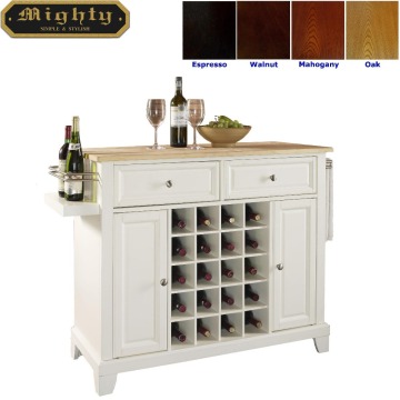 White Kitchen Island Bar With 20 Bottles Wine Storage Racks