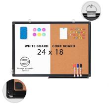 Wall Mounted White Message Board with Black Frame