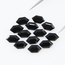 Natural Black Agate Hexagonal Pendant Loose Stones