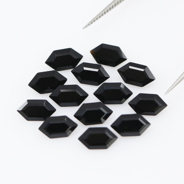 Natural Black Agate Hexagonal Pendant Loose Stones