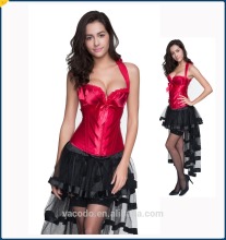 OEM Quality Stock Women Sexy Satin Shining Halter Cleavage Corset