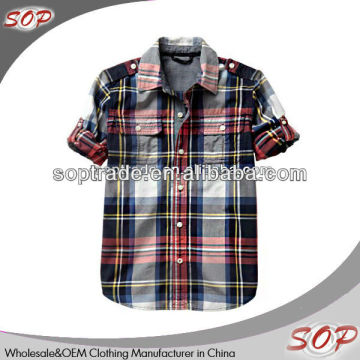 China wholesale clothing for boys fancy oxford plaid dress shirts kids shirts