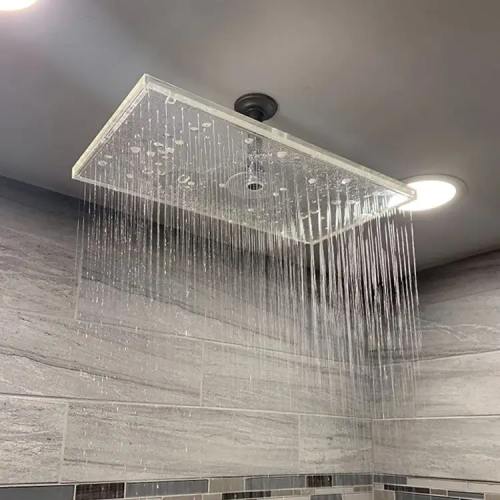 Amazon Hot Sell clear transparent crystal model full body coverage waterfall rectangle acrylic shower head