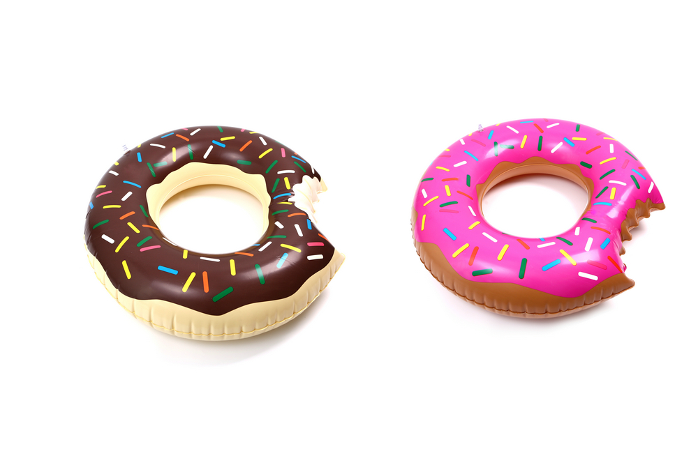 Brinquedo inflável para água em PVC estampado anel de natação donut