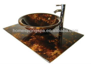 lavabo bathroom glass sink painted bench top