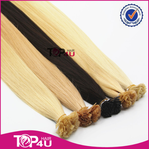 Top Grade keratin bonding human hair virgin pre-bonded remy hair extension for flat tip hair