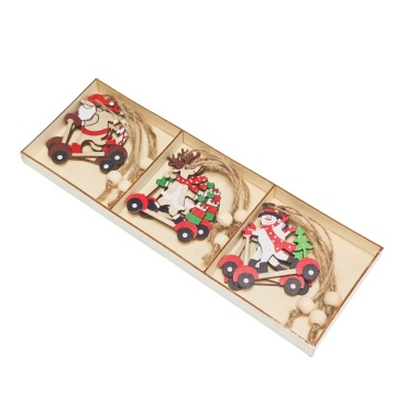 Wooden Christmas Tree Ornaments Gift Box Set