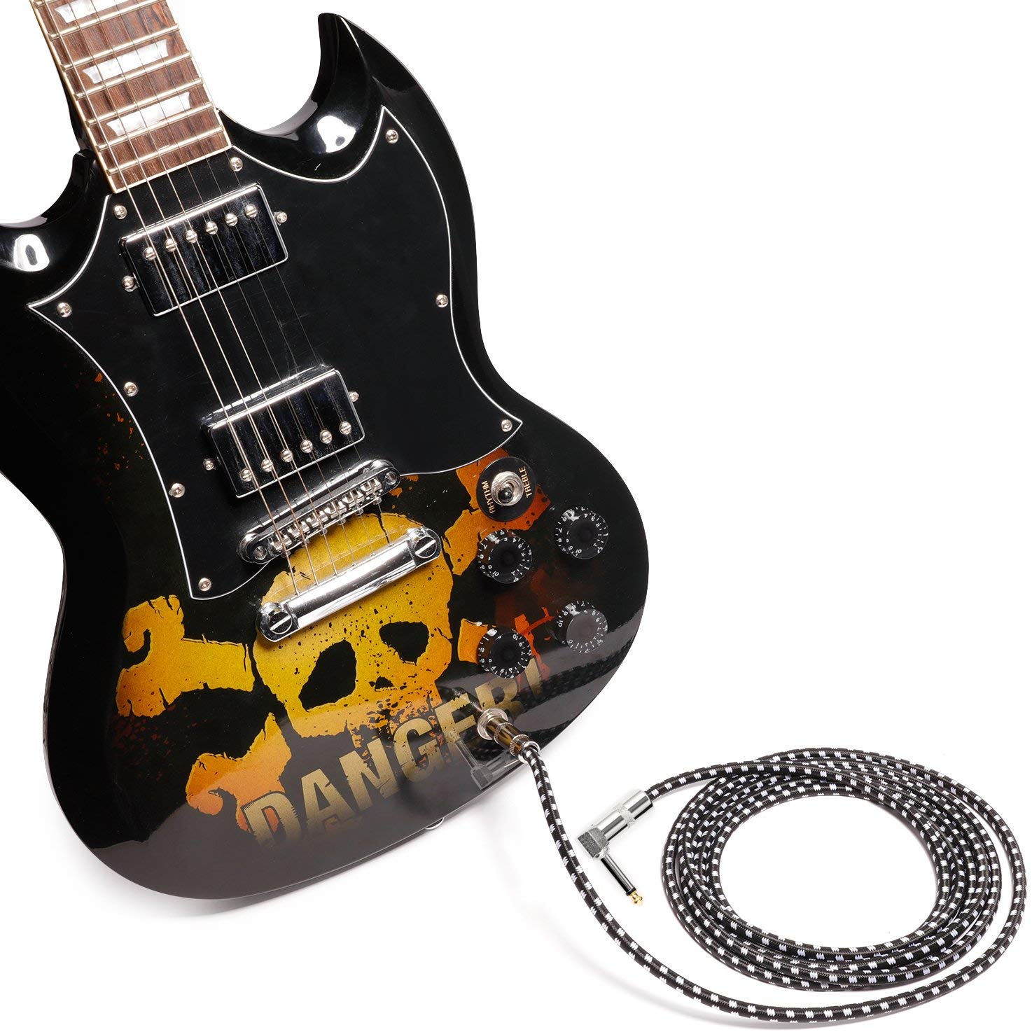 Berkualiti tinggi braided 1m 2m 3m 5m 6.35mm 1/4 trs audio jack muzik instrumen gitar bass aksesori kabel